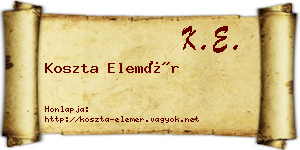 Koszta Elemér névjegykártya